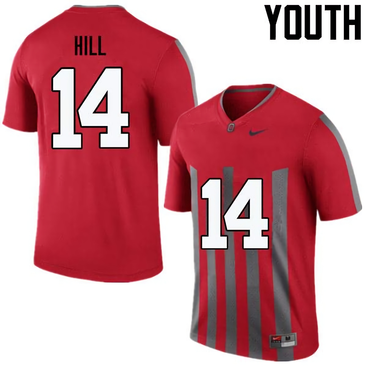 KJ Hill Ohio State Buckeyes Youth NCAA #14 Nike Throwback Red College Stitched Football Jersey USO0556CC
